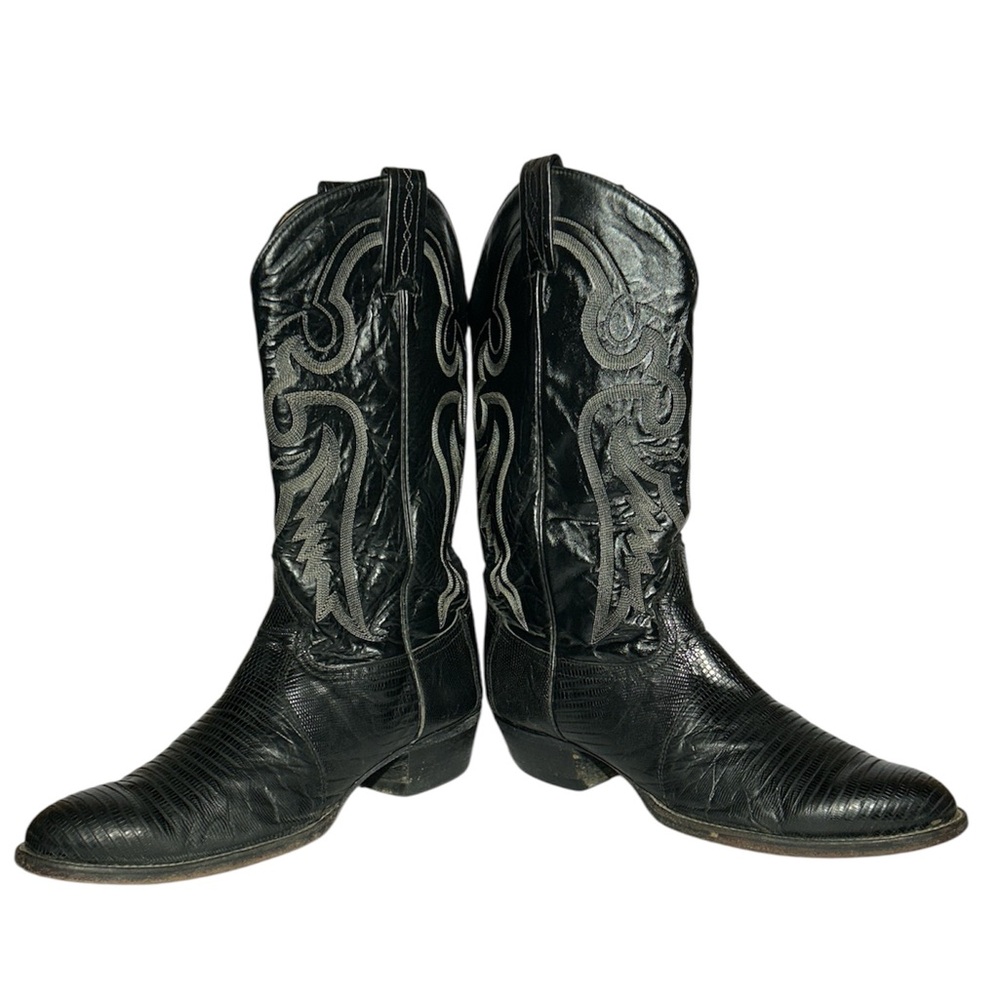 VINTAGE Tony Lama Men's Nacogdoches Exotic Teju‎ Lizard Boots Made USA 9 1/2 EE - Picture 5 of 9